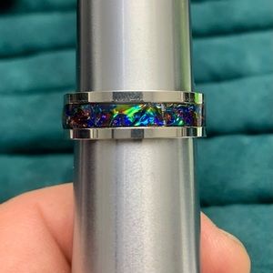 “One of a kind” hand crafted stainless steel ring men 13 1/2